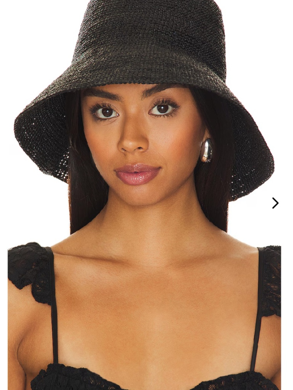Janessa Leone Felix Packable Raffia Straw Bucket Hat in Black, sz Medium - Picture 7 of 10